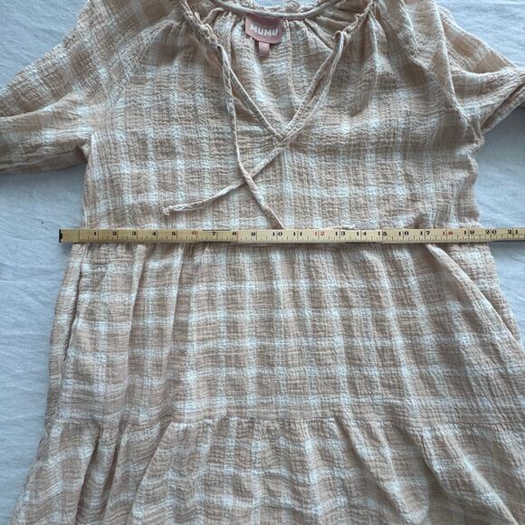 Show Me Your Mumu WOMEN'S VIOLA BEIGE‎ PLAID PRINT MINI DRESS XS - Picture 5 of 9